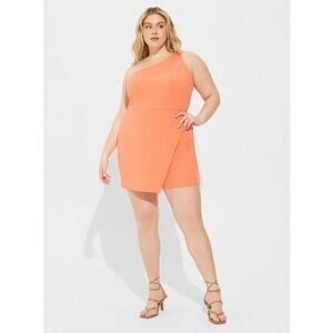 NWT Torrid Crepe One Shoulder Wrap Skirt Romper Nasturtium Size 18